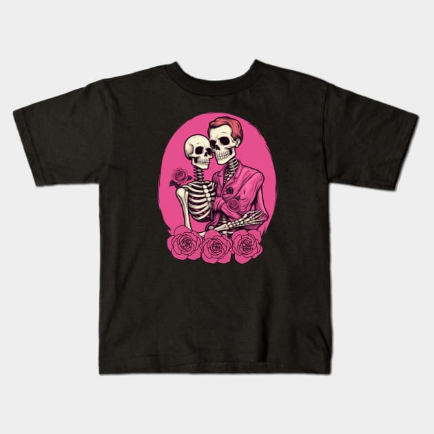 Preppy Skeleton, valentines day, pink skull Kids T-Shirt by Pattyld